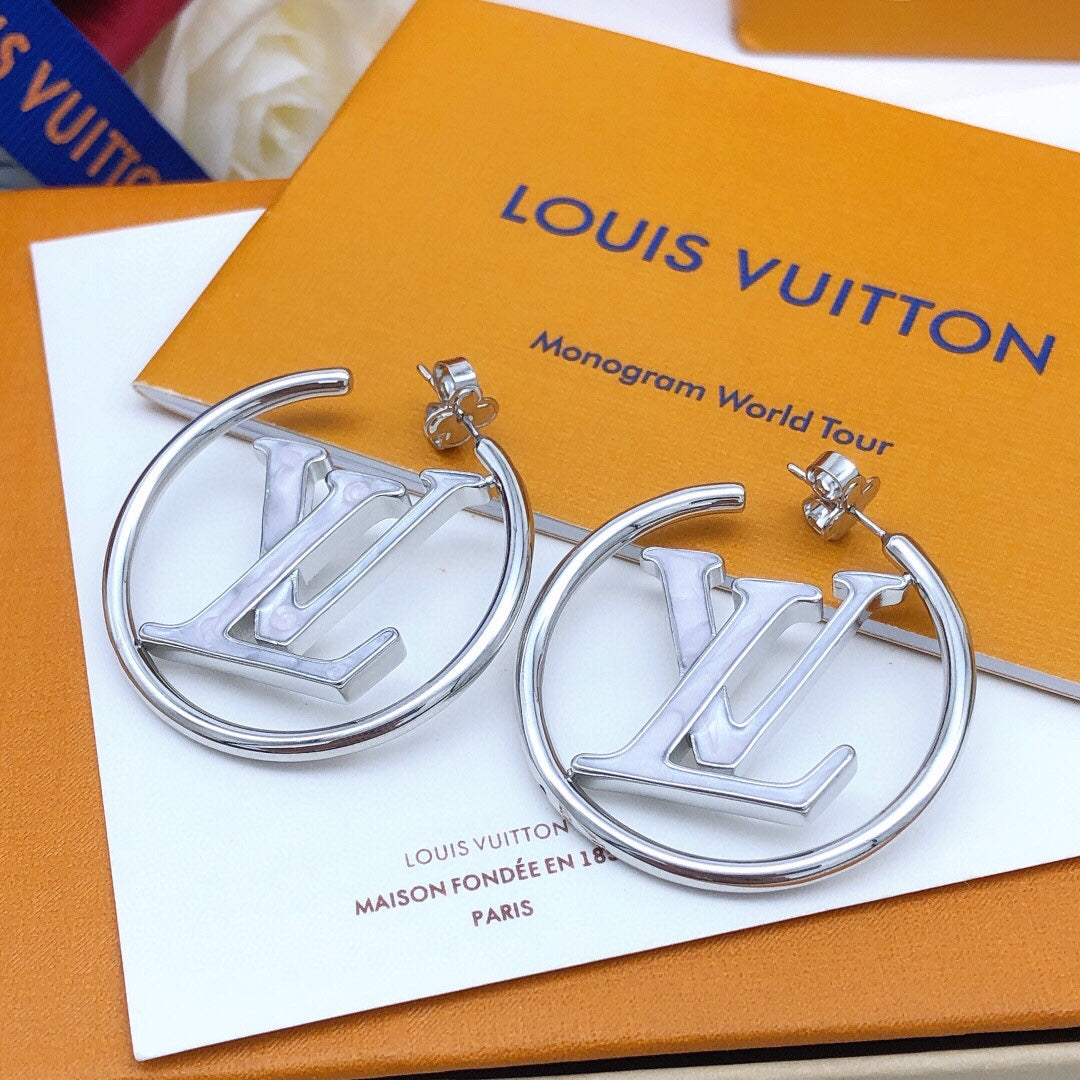 Round Statement Earrings in Silver-Tone – Silver Detail – Design 004 main product view
