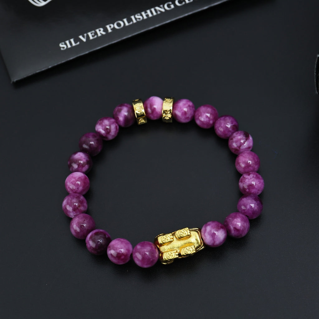Gothic Emblem Beaded Bracelet in Antique Silver-Tone – Design 20 front product view