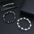 Gothic Emblem Beaded Bracelet in Antique Silver-Tone – Design 21 main product view