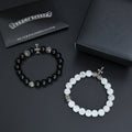 Gothic Emblem Beaded Bracelet in Antique Silver-Tone – Design 25 main product view