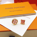 Floral Stud Earrings in Gold-Tone – Pink Detail – Design 002 main product view