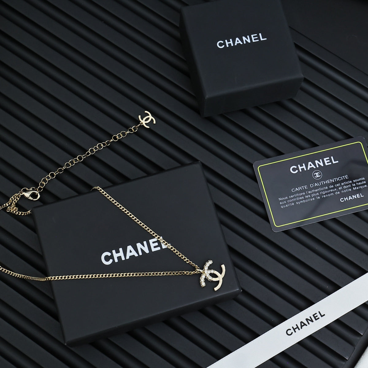 Double-C Emblem Crystal-Accent Pendant Necklace – Design 030 front product view