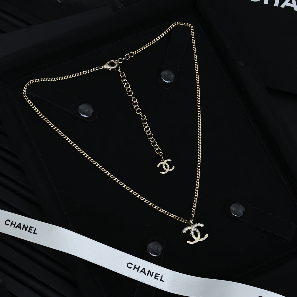 Double-C Emblem Crystal-Accent Pendant Necklace – Design 030 main product view