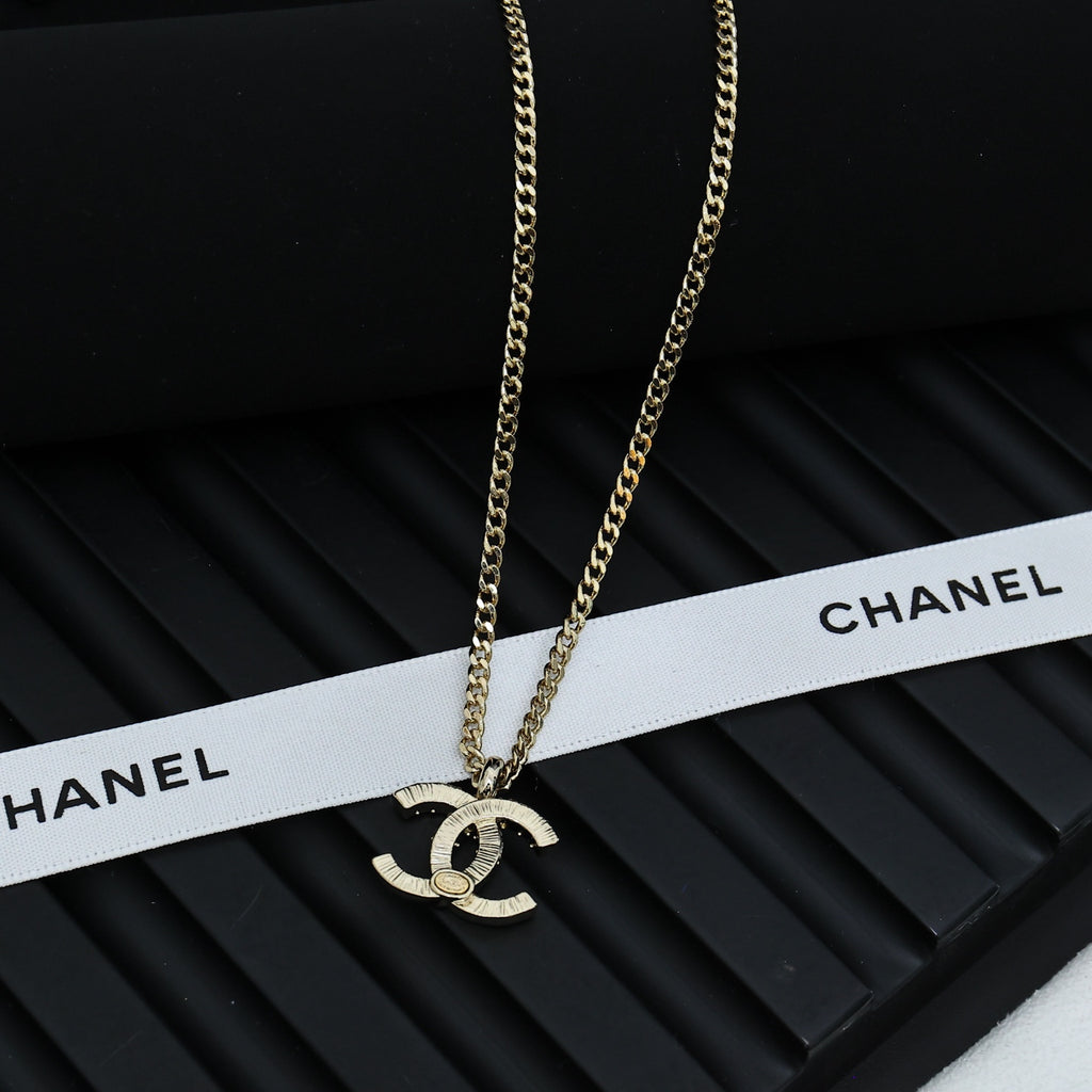 Double-C Emblem Crystal-Accent Pendant Necklace – Design 030 side detail