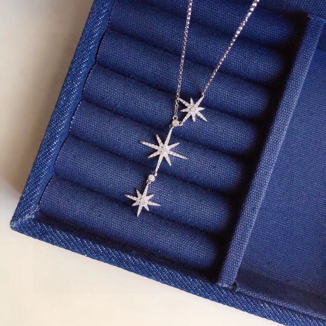 Star Pendant Necklace in Polished Metal-Tone side detail