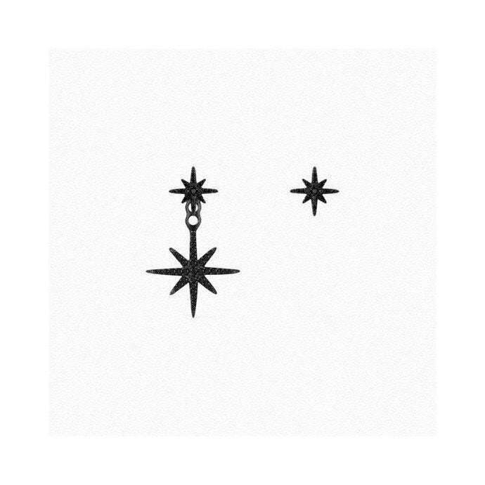Shooting Star Stud Earrings in Black-Tone side detail