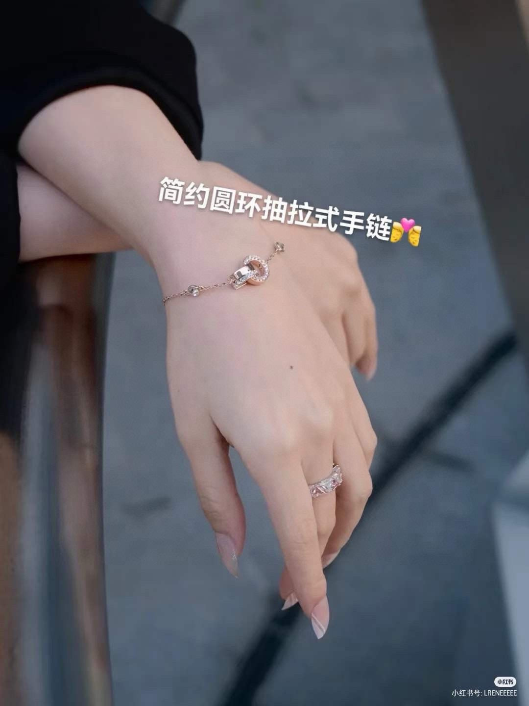 Interlocking Ring Adjustable Bracelet in Rose-Gold-Tone front product view