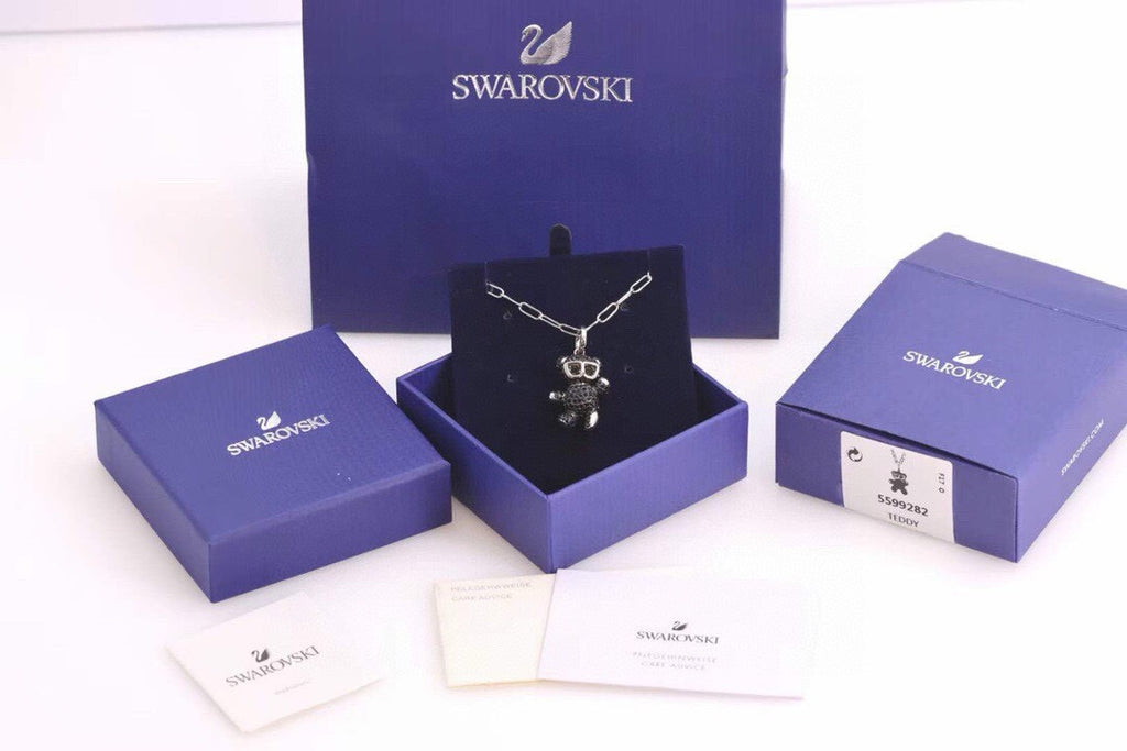 Teddy Bear Pendant Necklace in Black-Tone main product view