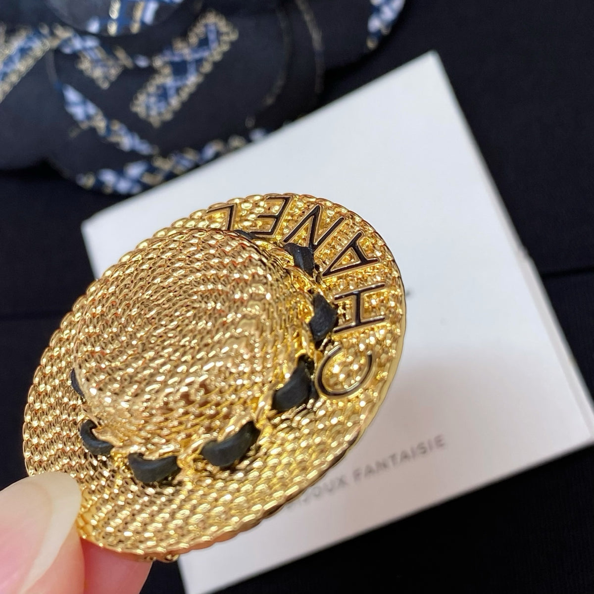 Signature Emblem Brooch in Polished Metal-Tone – Design 022 close-up detail