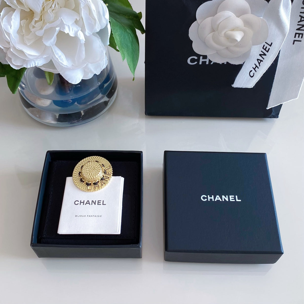 Signature Emblem Brooch in Polished Metal-Tone – Design 022 front product view
