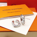 Geometric Emblem Statement Earrings in Silver-Tone – Silver Detail – Design 003 main product view