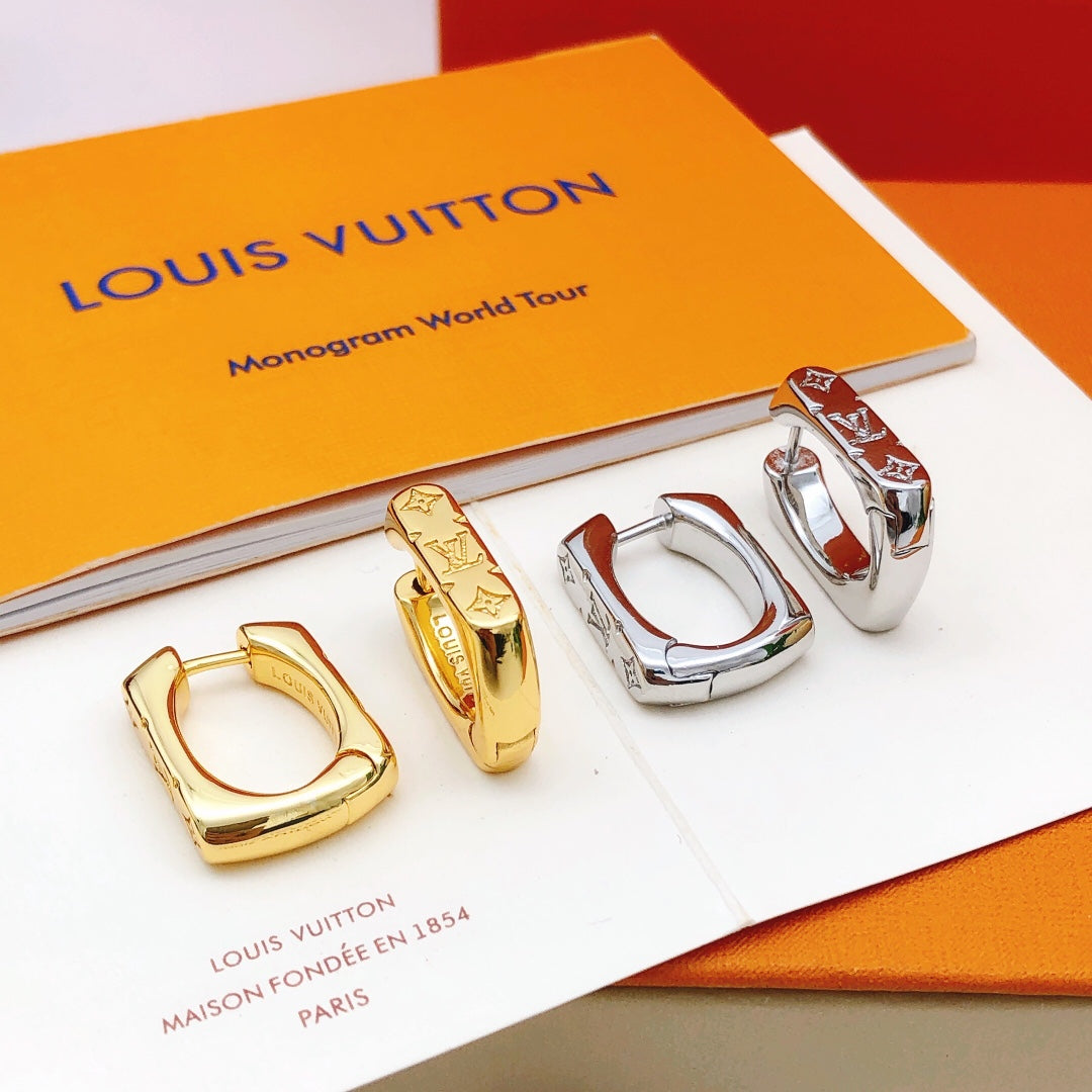 Geometric Emblem Statement Earrings in Gold-Tone – Design 002 close-up detail