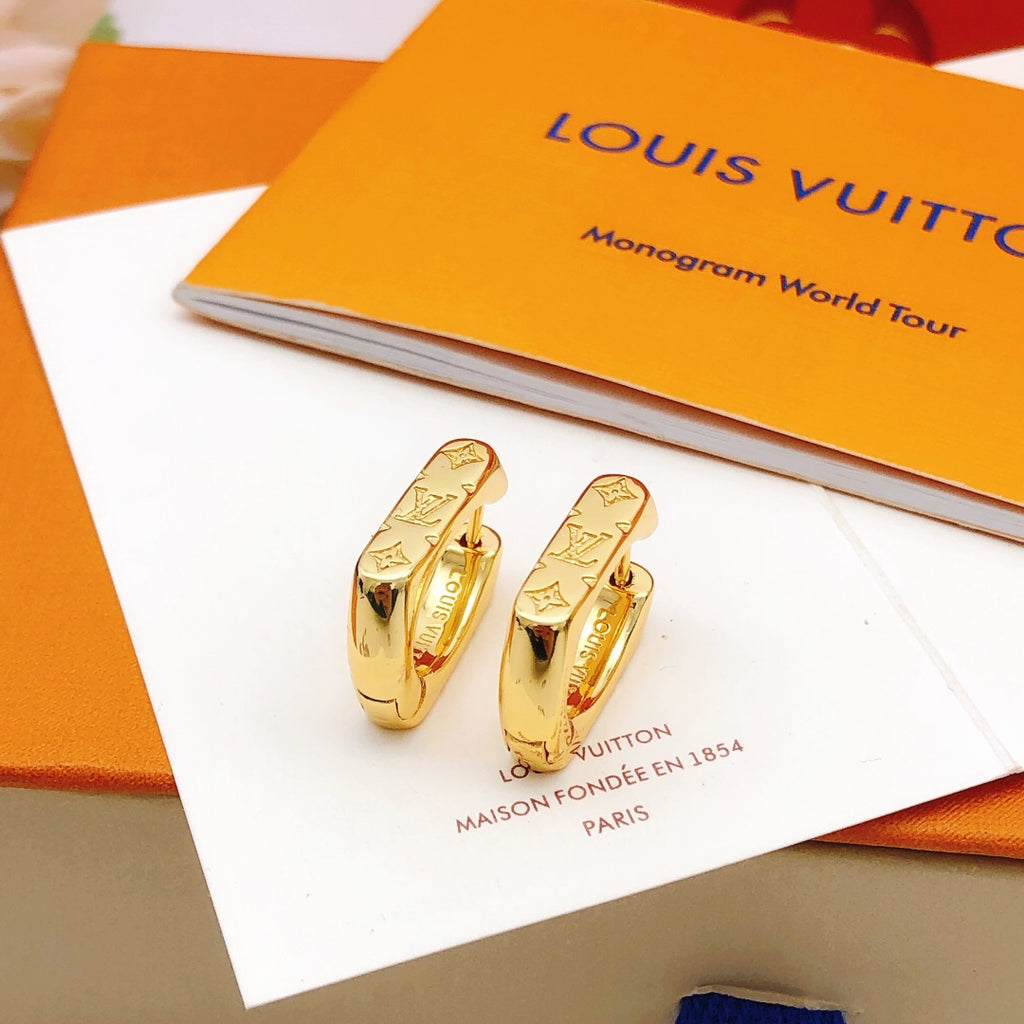 Geometric Emblem Statement Earrings in Gold-Tone – Design 002 styled product view