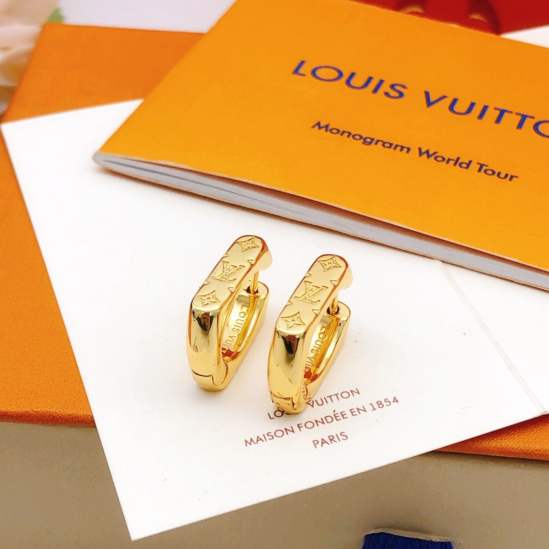 Geometric Emblem Statement Earrings in Gold-Tone – Design 002 styled product view
