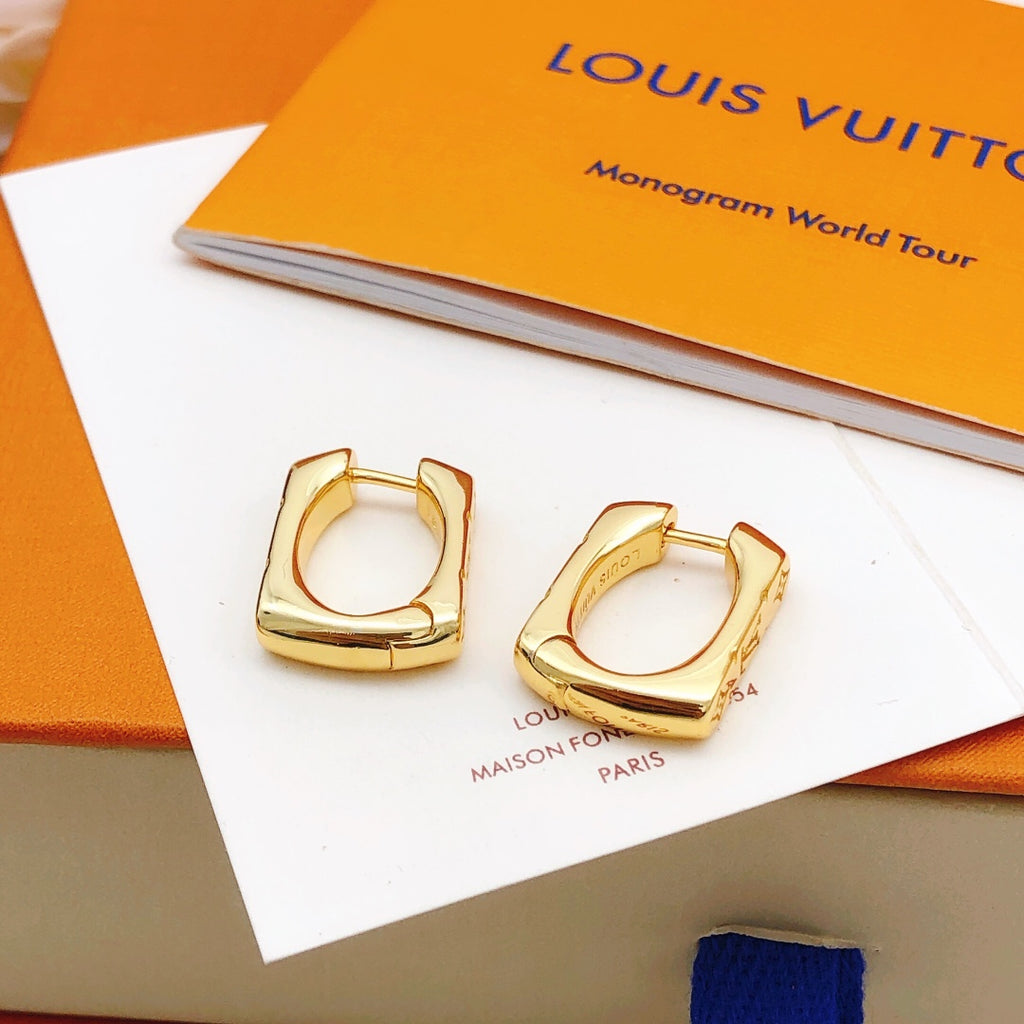 Geometric Emblem Statement Earrings in Gold-Tone – Design 002 main product view