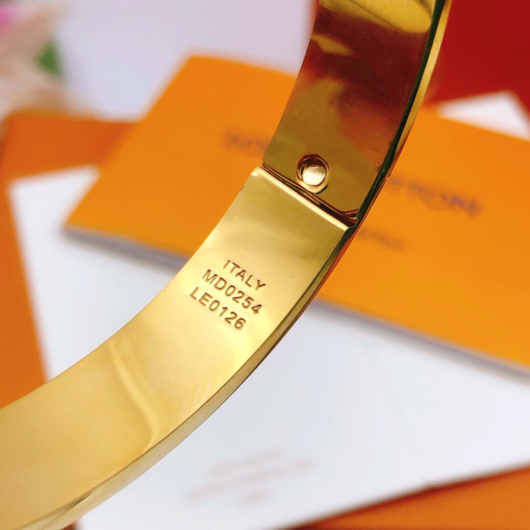 Geometric Emblem Bangle in Gold-Tone – Design 012 styled product view
