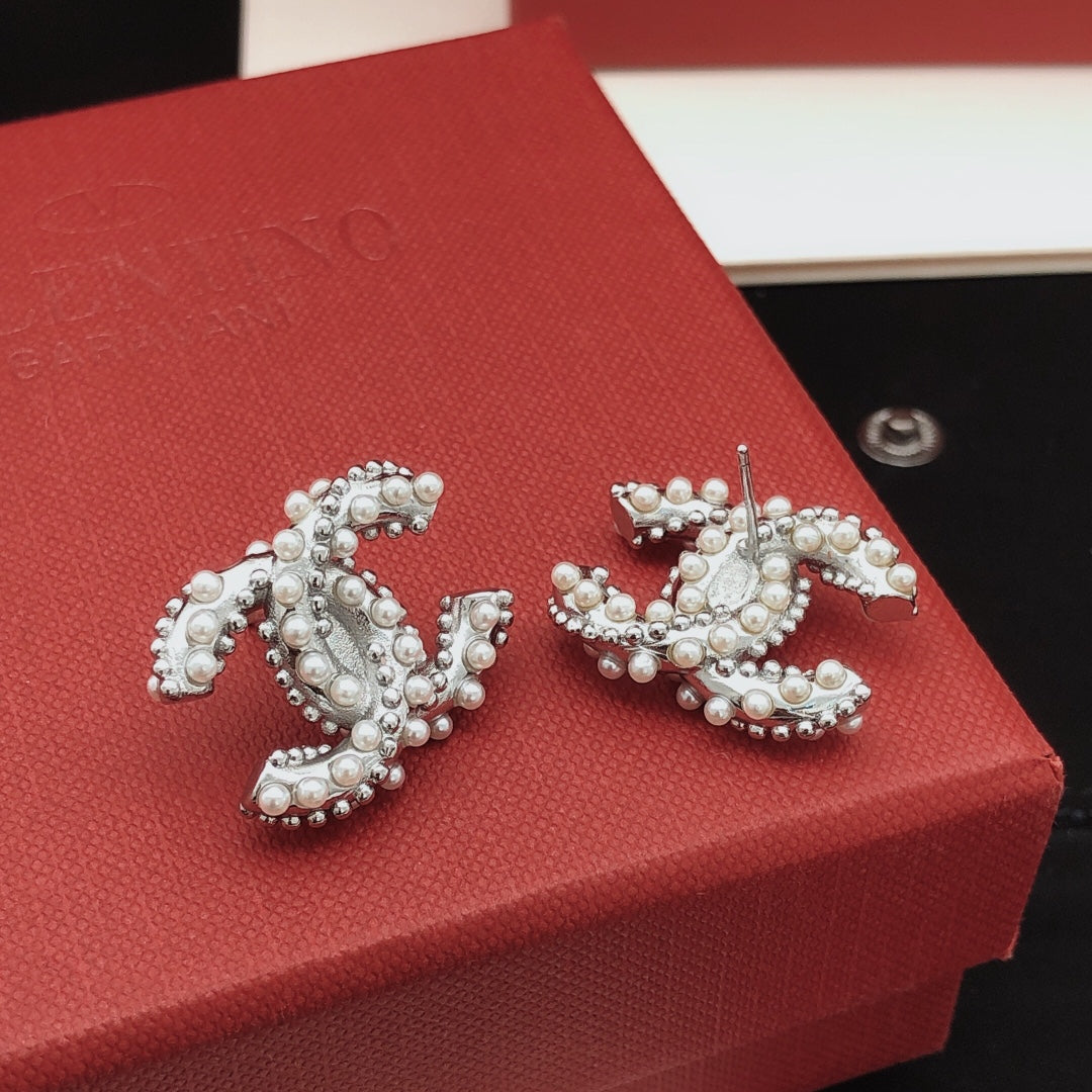 Signature Emblem Stud Earrings in Gold-Tone – Design 017 styled product view