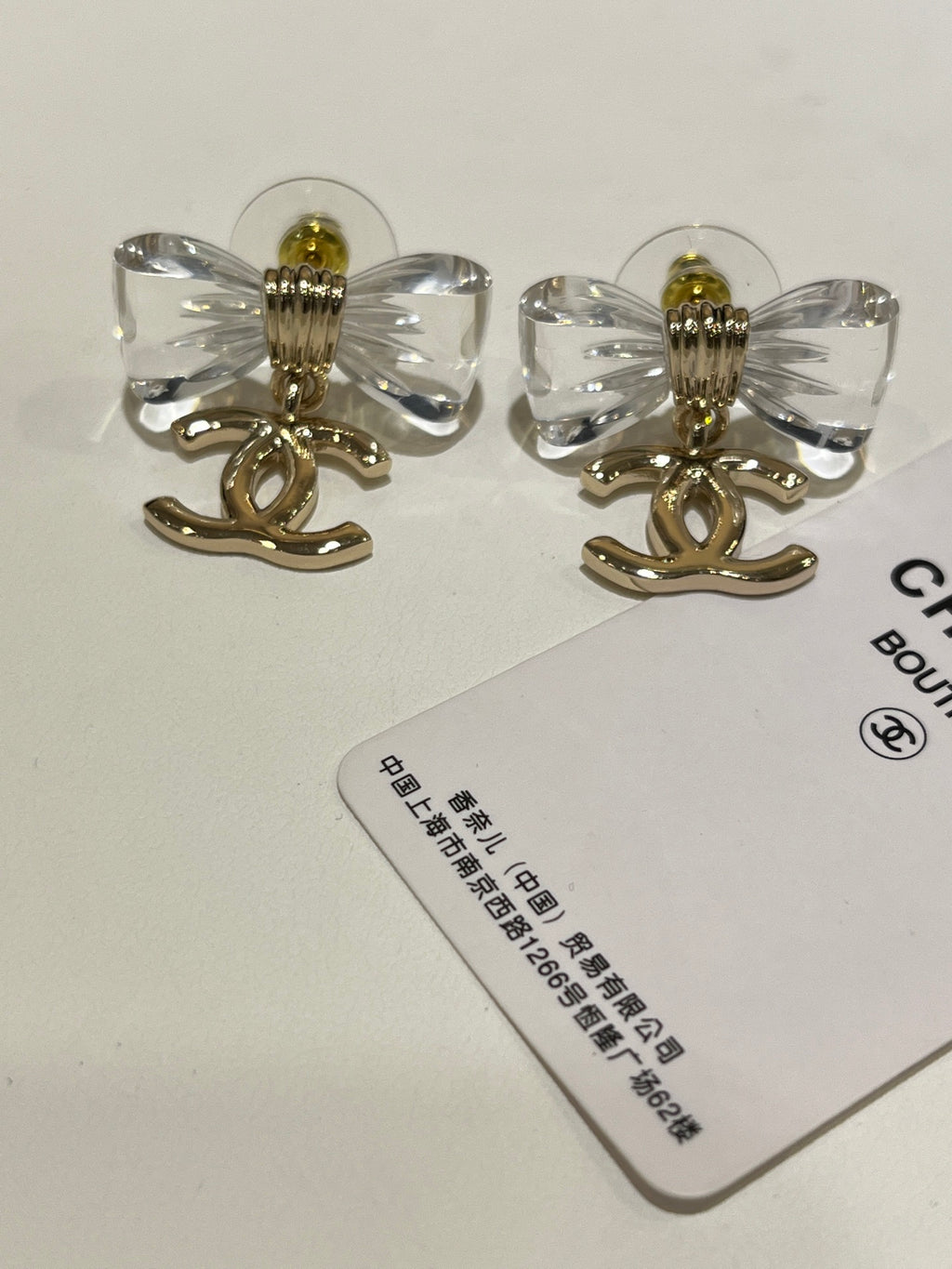 Double-C Emblem Stud Earrings in Gold-Tone – Design 010 styled product view
