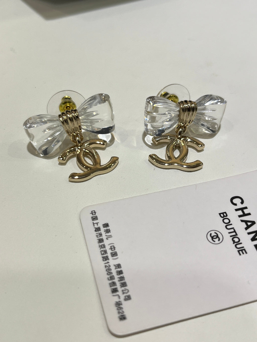 Double-C Emblem Stud Earrings in Gold-Tone – Design 010 main product view