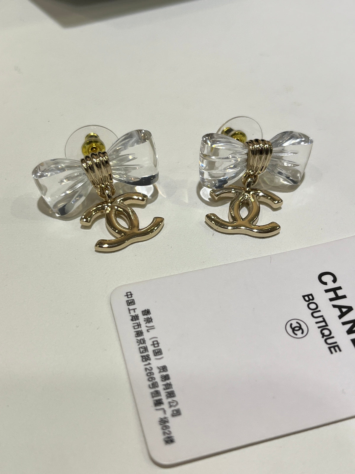 Double-C Emblem Stud Earrings in Gold-Tone – Design 010 main product view