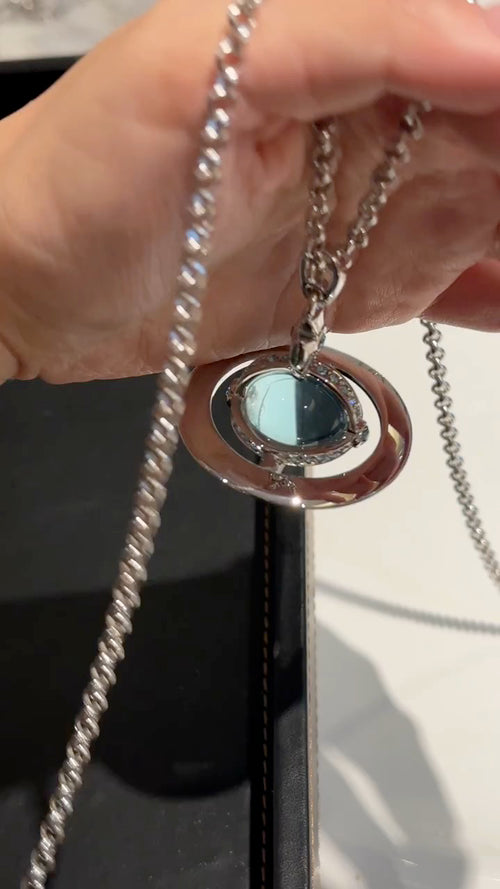 Large Orb Long Pendant Necklace – Pearl Detail main product view