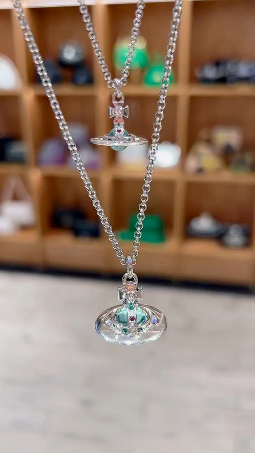 Orb Pendant Necklace in Polished Metal-Tone – Pearl Detail – Design 007 main product view