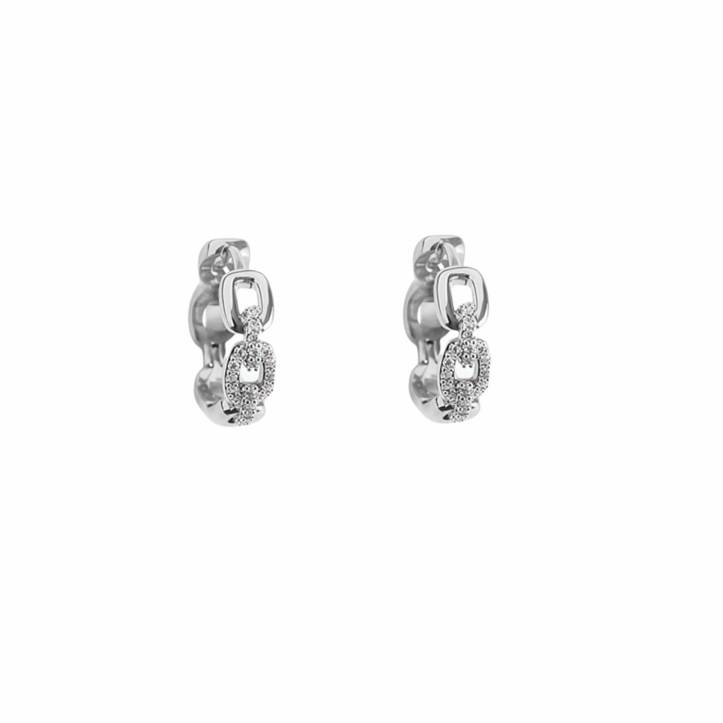 Signature Emblem Crystal-Accent Stud Earrings – Red Detail – Design 002 front product view