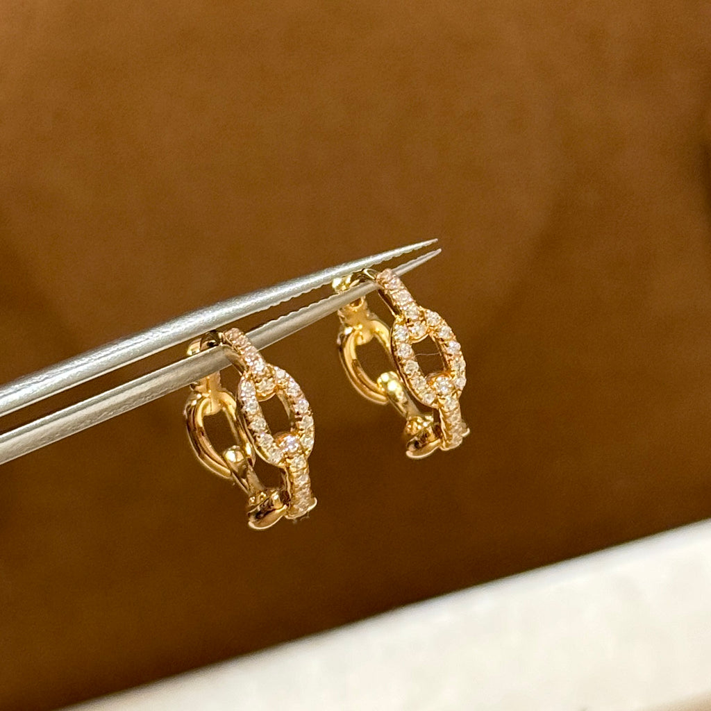 Signature Emblem Crystal-Accent Stud Earrings – Red Detail – Design 002 close-up detail