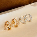 Signature Emblem Crystal-Accent Stud Earrings – Red Detail – Design 002 main product view