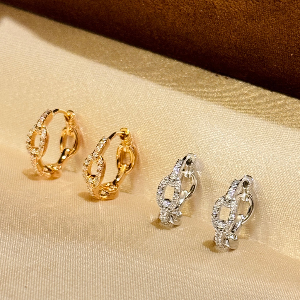 Signature Emblem Crystal-Accent Stud Earrings – Red Detail – Design 002 main product view