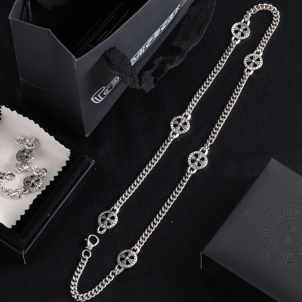 Gothic Emblem Pendant Necklace in Metal-Tone – Design 50 side detail