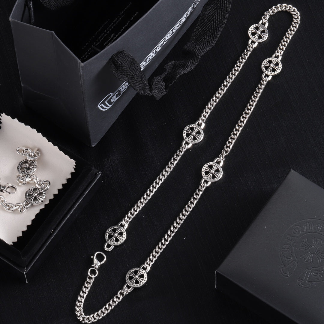 Gothic Emblem Pendant Necklace in Metal-Tone – Design 50 side detail