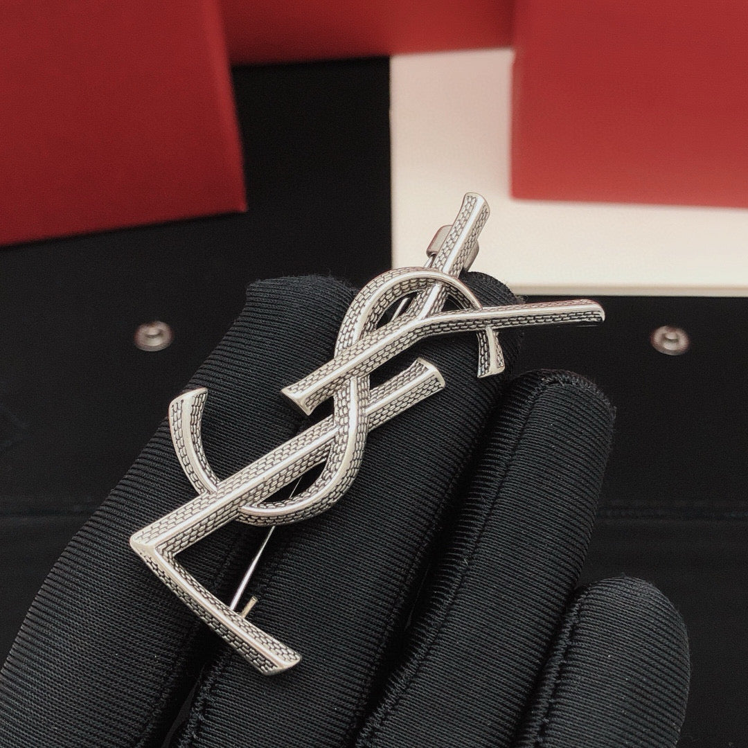 Snake-Scale Brooch in Silver-Tone detail view