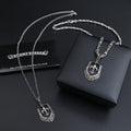 Gothic Emblem Pendant Necklace in Antique Silver-Tone – Design 22 main product view