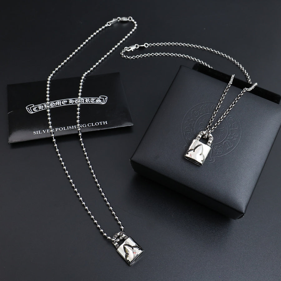 Gothic Emblem Pendant Necklace in Antique Silver-Tone – Design 18 main product view