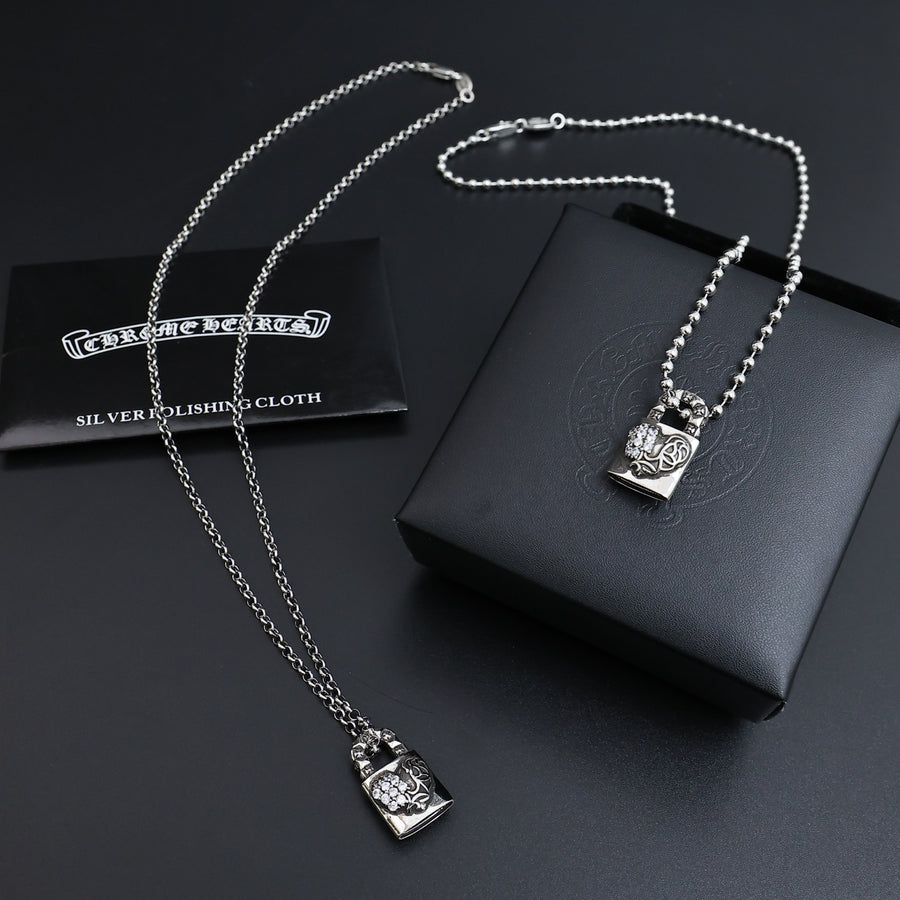 Gothic Emblem Pendant Necklace in Antique Silver-Tone – Design 17 main product view
