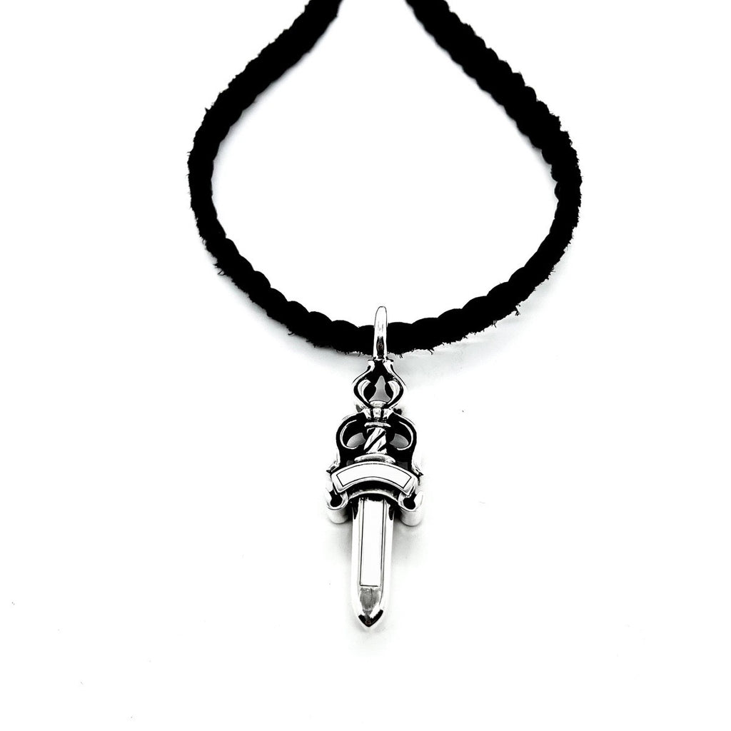 Signature Emblem Pendant Necklace in Polished Metal-Tone – Design 065 detail view