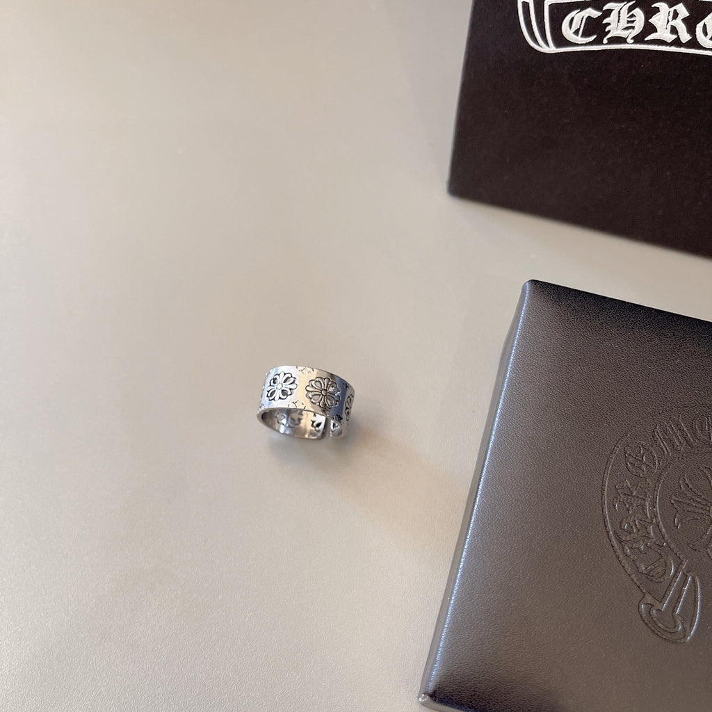 Gothic Emblem Statement Ring in Metal-Tone – Design 04 front product view