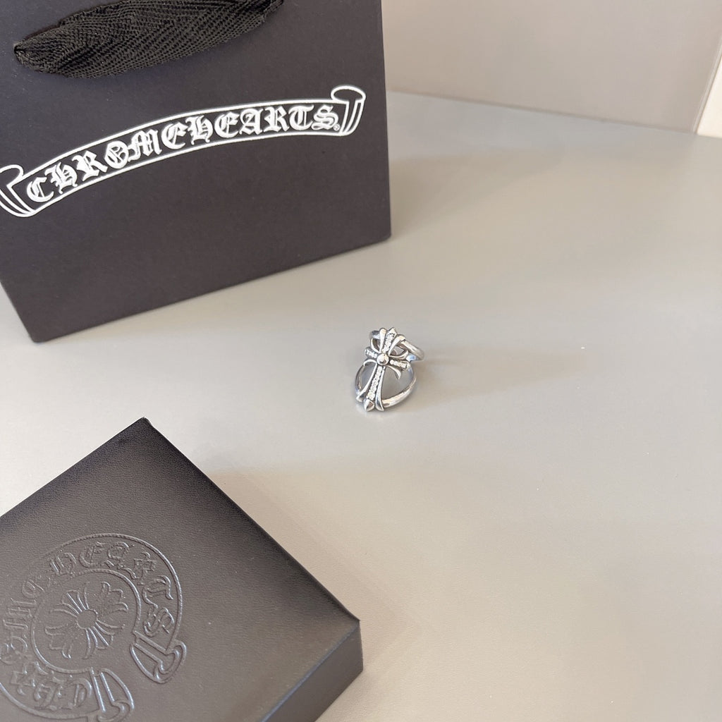 Gothic Emblem Statement Ring in Metal-Tone – Design 03 front product view