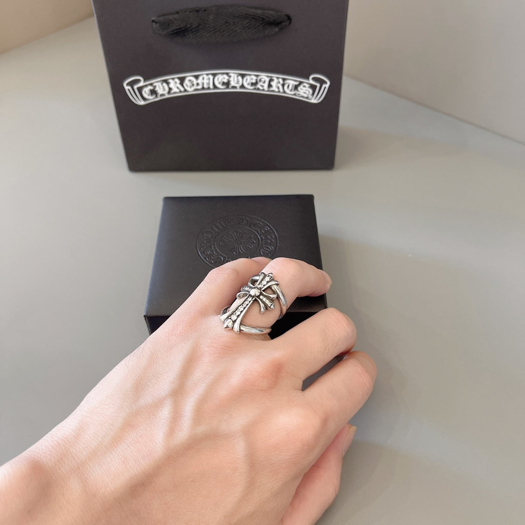Gothic Emblem Statement Ring in Metal-Tone – Design 03 side detail