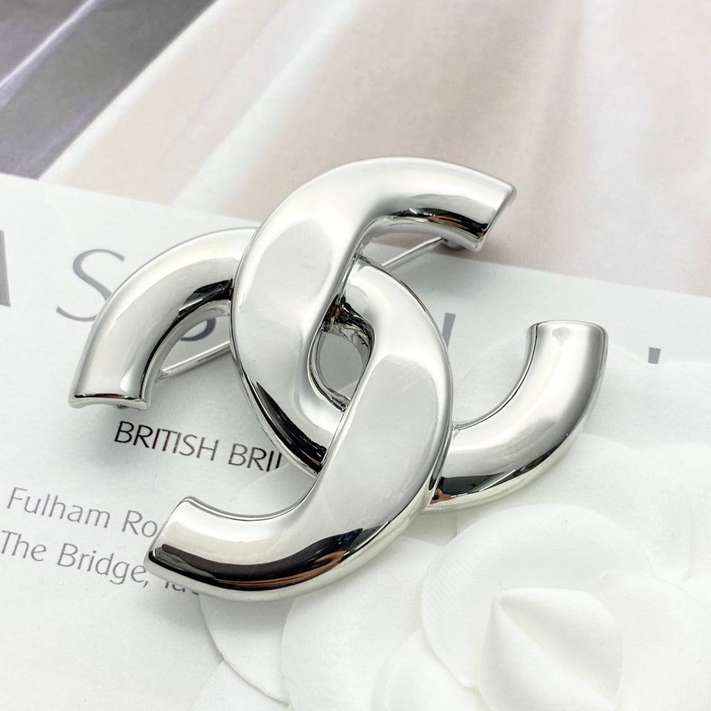 Double-C Emblem Brooch in Silver-Tone – Design 004 main product view