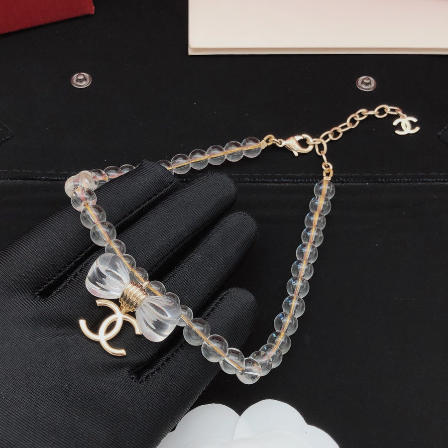 Bow Pearl-Detail Pendant Necklace – Pearl Detail main product view