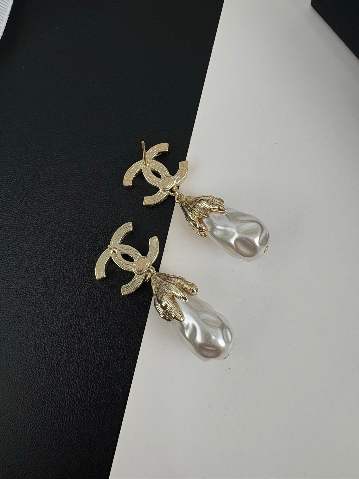 Letter Pearl-Detail Statement Earrings – Pearl Detail – Design 002 close-up detail