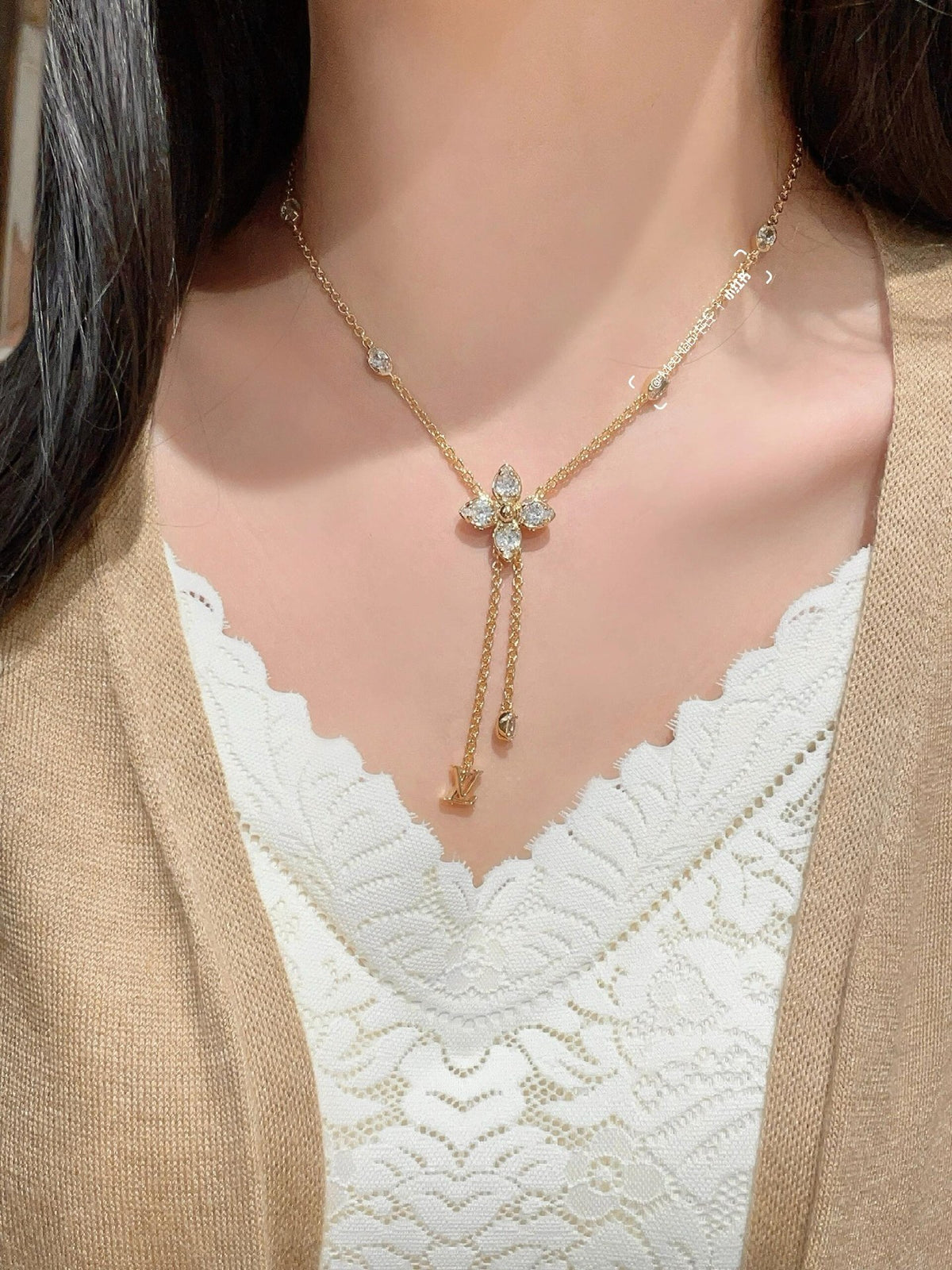 Geometric Emblem Pendant Necklace in Gold-Tone – Design 069 front product view
