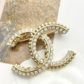 Double-C Emblem Brooch in Polished Metal-Tone – Design 062 main product view