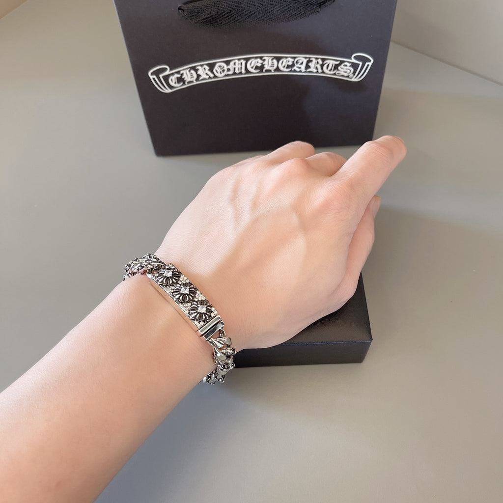 Gothic Emblem Statement Bracelet in Metal-Tone – Design 05 side detail