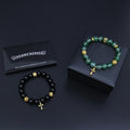 Gothic Emblem Beaded Bracelet in Antique Silver-Tone – Design 16 main product view