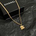 Double-C Emblem Pendant Necklace in Polished Metal-Tone – Design 063 main product view