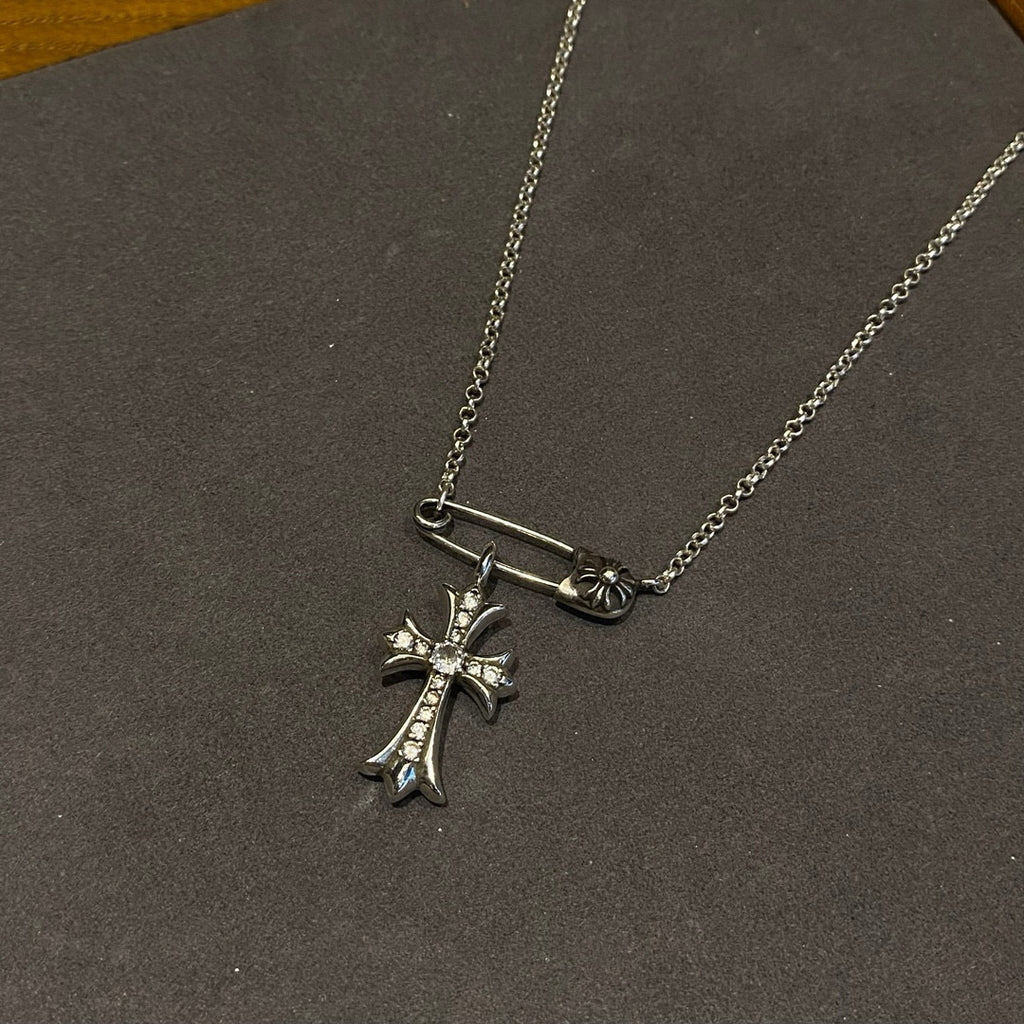 Signature Emblem Crystal-Accent Pendant Necklace – Red Detail front product view