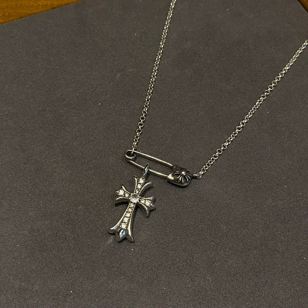 Signature Emblem Crystal-Accent Pendant Necklace – Red Detail front product view